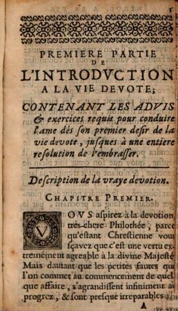 Introduction a la vie devote de Saint François de Sales, Evesque et Prince de Geneve