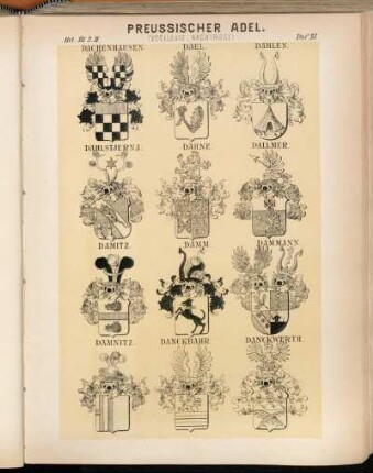 Taf. 37. Dachenhausen. - Dael. - Dahlen. - Dahlstjerna. - Dähne. - Dallmer. - Damitz. - Damm. - Dammann. - Damnitz. - Danckbahr. - Danckwerth.