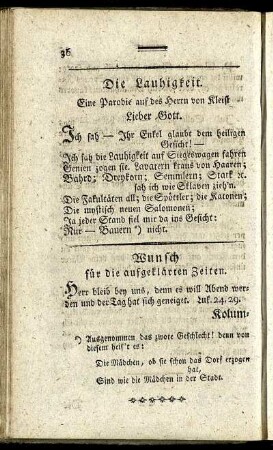 Wunsch für die aufgeklärten Zeiten.
