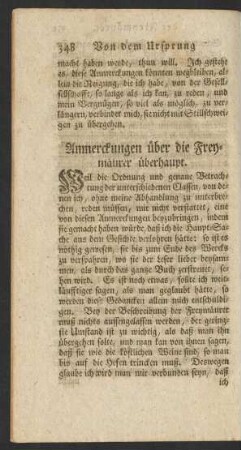 Anmerckungen über die Freymäurer überhaupt