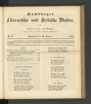 No. 87. 29. Oktober 1853