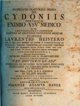 De cydoniis eorumque eximio usu medico