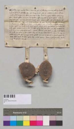Abt Albert und der Konvent von Kloster Michaelbeuern nehmen Kloster Seeon in ihre Gebetsverbrüderung auf. S1: Abt Albert v. Michelbeuern, S2: Konvent v. Michaelbeuern