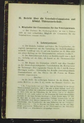 II. Bericht über die Veterinär-Commission und Königliche Thierarzneischule