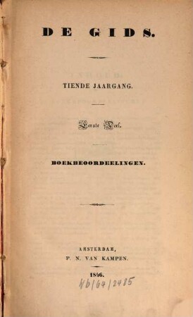 De gids : het lijfblad voor lezers & schrijvers. 10. 1846, D. 1