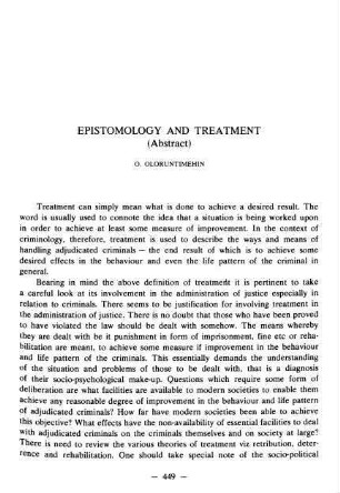 449-450, Epistemology and treatment (Abstract)