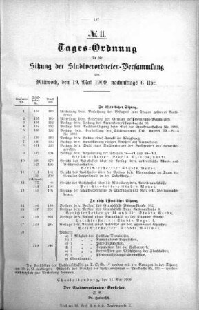 Tages-Ordnung. No. 11. (134-152), 19. Mai 1909