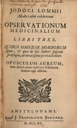 Medicinalium observationum libri III