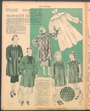 Delantales para el quehacer elegante [Dibujos] : Para la mujer