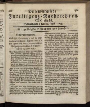 XXX. Stück. Sonnabends: den 28. Julii, 1787.