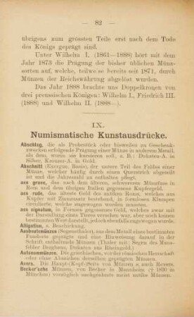 IX. Numismatische Kunstausdrücke