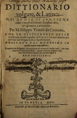 Dittionario volgare et latino