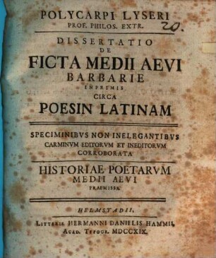 Diss. de ficta medii aevi barbarie, inprimis circa poesin latinam