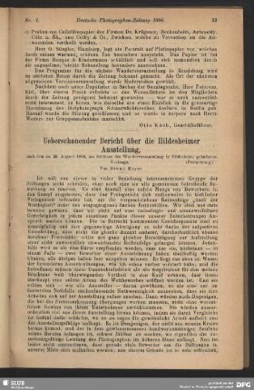 Ueberschauender Bericht über die Hildesheimer Ausstellung