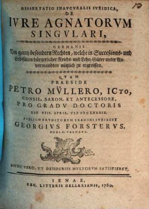 Diss. inaug. de iure agnatorum singulari