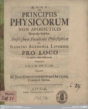 De principiis physicorum non apodicticis