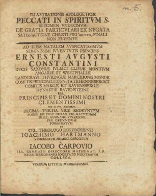 11.1749: De Gratia Particvlari Ex Negata Satisfactione Christi Pro 'Apistia. Finali