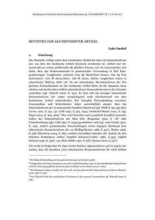 Betontes "der" als bestimmter Artikel