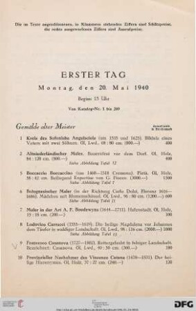 Gemälde Alter Meister (Nr. 1-84)