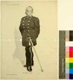 Karikatur des deutschen Kriegsministers Heinrich von Goßler, eine Beilage der Zeitschrift Kladderadatsch