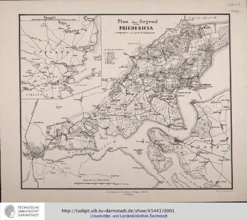 Plan der Gegend von Friedericia [Fredericia]. Autograph.von W.Liebenow. 2.Aufl. Berlin: Schropp, [1864]