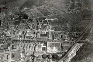 Luftbild der Firma "Karlsruher Parfümerie- und Toiletteseifenfabrik F. Wolff und Sohn"