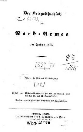 Militär-Wochenblatt. Beiheft : unabhängige Zeitschr. für d. dt. Wehrmacht. 1857/58