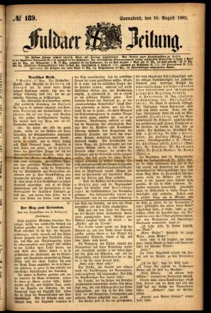 Ausgabe vom Samstag, den 19. August 1882.