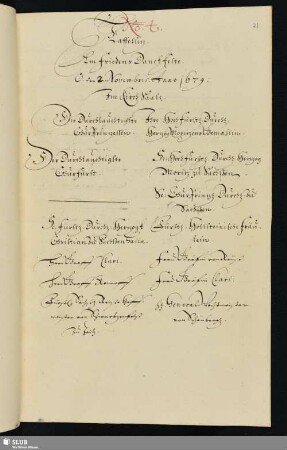 Nr. 4. Taffelsitz. ... 2. Novembris Anno 1679