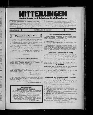 Jahrgang 1931, Hamburg, den 15. November, Nummer 46