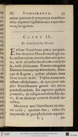 Caput IX: De Numismatibus Graecis