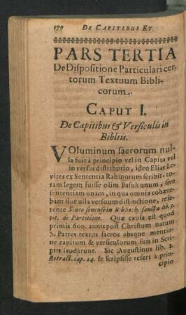 Pars Tertia. De Dispositione Particulari certorum Textuum Biblicorum.