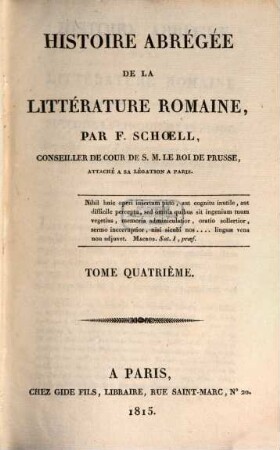 Histoire abrégée de la litterature Romaine, 4 (1815)