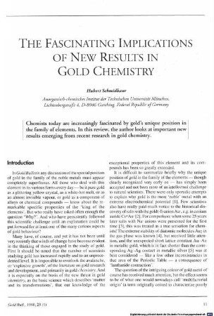 The fascinating implications of new results in gold chemistry