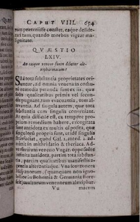 Quaestio LXIV. An cuique veneno suum debetur alexipharmacum?