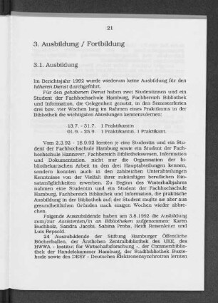 3. Ausbildung / Fortbildung