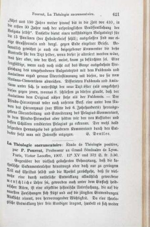 621-626 [Rezension] Pourrat, Pierre, La théologie sacramentaire