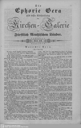 Parochie Gera (Fortsetzung) : 12. Lieferung