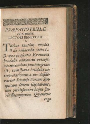 Praefatio Primae Editionis.