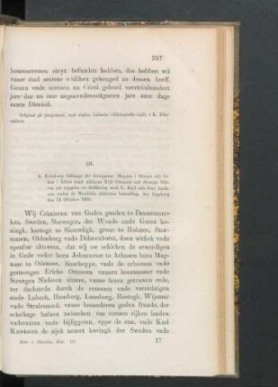 124. [K. Kristierns fullmagt för sina ombud, för förlikning med K. Karl och Ivar Axelsson, dat. Segeberg d. 14 Oct. 1469.]