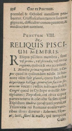 Punctum VIII. De Reliquis Piscium Membris