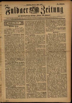Erste Ausgabe vom Samstag, den 24. April 1897.