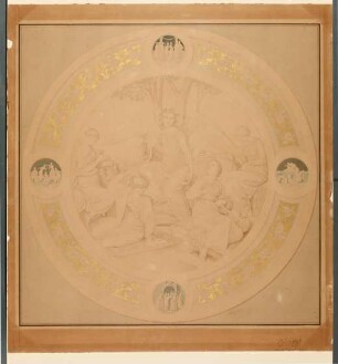 Allegorie der Künste, und vier Medaillons mit den klugen und törichten Jungfrauen