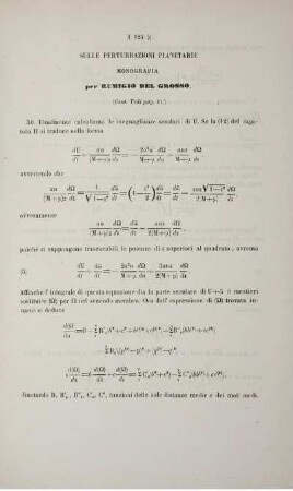 Sulle perturbazioni planetarie monografia (Cont. Vedi pag. 15).