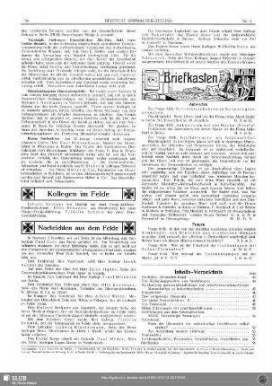 Nachrichten aus dem Felde