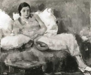 Siesta : Siesta (bezeichnet links unten, 1934, F. Sirato; Öl/Leinwand; 0,46 x 0,55 m; Ausstellung: Kunst aus Rumänien, Berlin Juni/Juli 1966, Kat. Nr. 45)