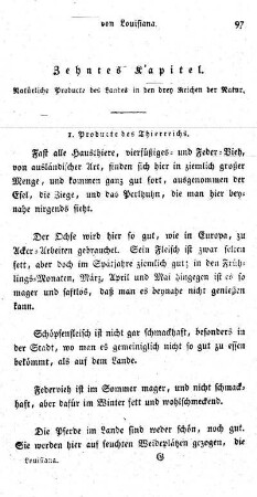 Zehntes Kapitel - Natürliche Produkte des Landes in den drei Reichen der Natur.