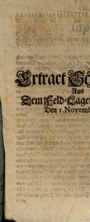 Extract Schreibens Aus Dem Feld-Lager bey Esseck : Den 1. Novemb. 1691.