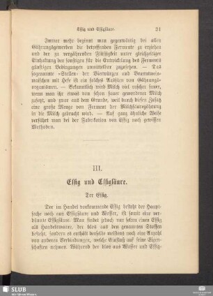 III. Essig und Essigsäure
