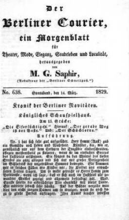 No. 638., Sonnabend, den 14. März 1829